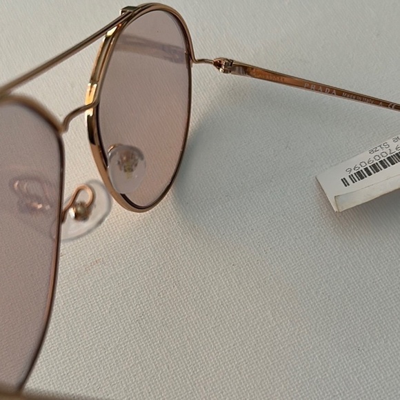 PRADA Rose Gold Round Aviator lightly tint sunglasses indoor/Outdoor unisex NWT - Picture 14 of 16